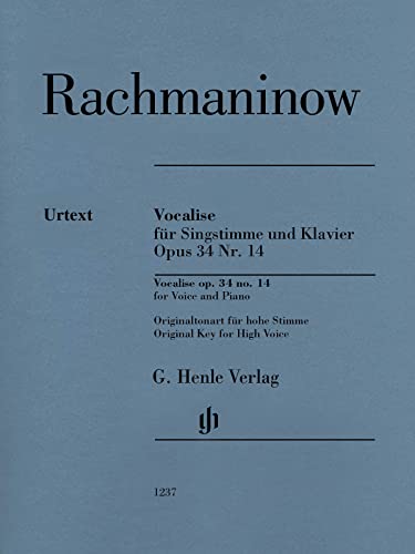 Beispielbild fr Vocalise op. 34 no. 14 for Voice and Piano zum Verkauf von Blackwell's