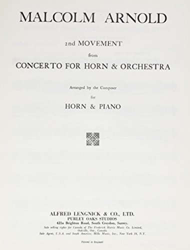 Beispielbild fr Malcolm ArnoldHorn Concerto Nr 1. 2nd Movement : Horn und Klavier zum Verkauf von Smartbuy