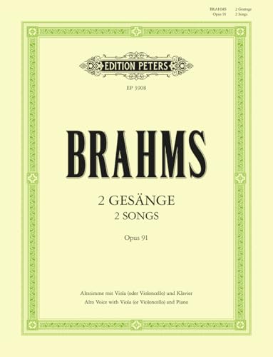 9790300702032: JOHANNES BRAHMS - 2 SONGS OP.91 FOR ALTO VOICE, VIOLA & PIANO