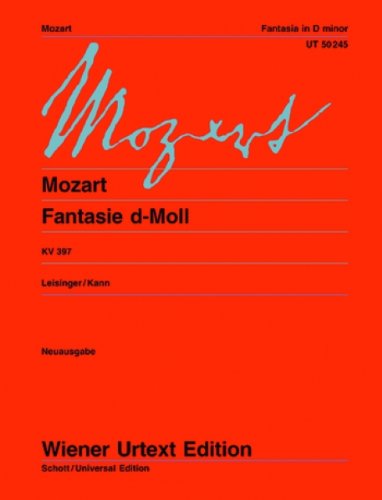 engranaje de repuesto Inmoralidad MOZART - Fantasia (K.397) (K.385g) en Re menor para Piano (Urtext)  (Leisinger/Kann) - MOZART: 9790500572664 - IberLibro