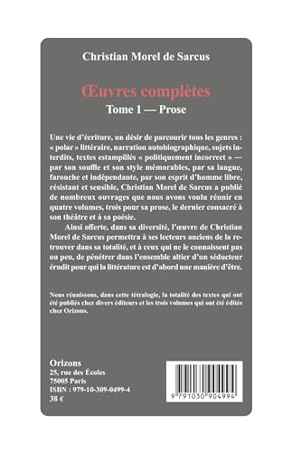Beispielbild fr ?uvres compltes: Tome 1 - Prose (French Edition) zum Verkauf von Gallix