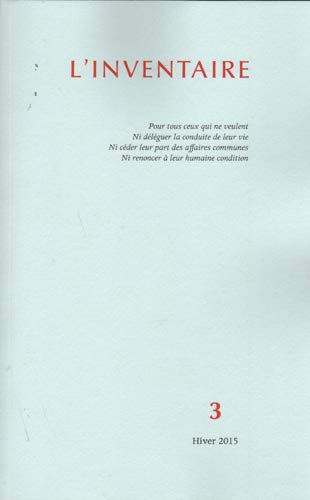 Beispielbild fr L'Inventaire No 3 zum Verkauf von Librairie La Canopee. Inc.