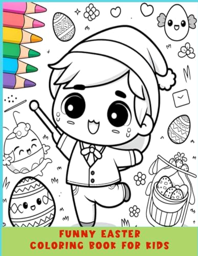 Imagen de archivo de Funny Easter Coloring Book For Kids: Big, Easy and Simple Cute Rabbit Bunny, Easter Activity for Toddlers and Preschoolers a la venta por California Books