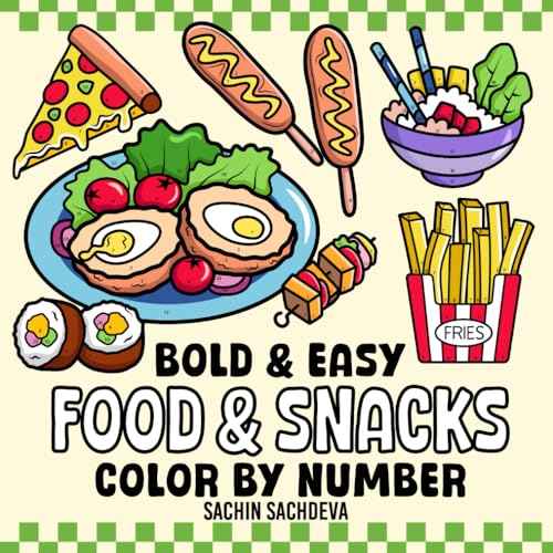 Beispielbild fr Food & Snacks Color by Number: Coloring Book for Kids and Adults, Bold and Easy, Big and Simple Designs for Fun and Relaxation (Bold & Easy Color by Number Coloring Book) zum Verkauf von medimops