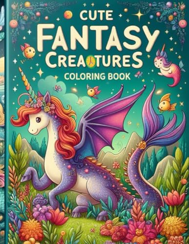 Stock image for Cute Fantasy Creatures Coloring Book: Dragons, Unicorns, and Mermaids for Kids and Adults for sale by GreatBookPricesUK