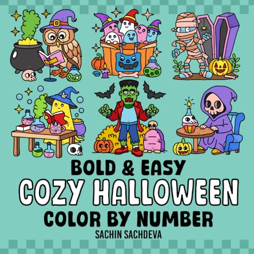 Beispielbild fr Cozy Halloween Color by Number: Coloring Book features Cute Spooky Designs for Kids and Adults, Bold and Easy, Big and Simple for Fun and Relaxation (Bold & Easy Color by Number Coloring Book) zum Verkauf von Buchpark