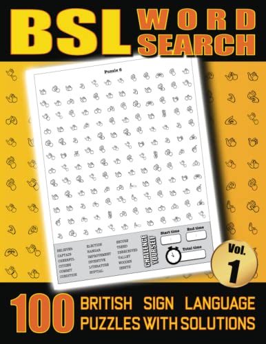 9798353645986: BSL Word Search - 100 British Sign Language Puzzles With Solutions Vol 1: Large Print Fingerspelling Alphabet Games Book For Adults - Perfect BSL Gift For Beginners or Fluent Signers