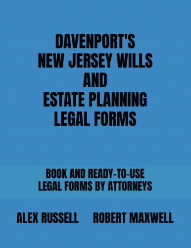 Imagen de archivo de Davenport's New Jersey Wills And Estate Planning Legal Forms a la venta por California Books