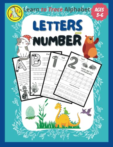 Stock image for Learn to Trace Alphabet Letters and Numbers from 0 to 9: A Fun Handwriting Practice Workbook for Preschool and Kindergarten: Animals Coloring and Letters Tracing Book for 3, 4, 5, & 6 Year Olds for sale by MusicMagpie