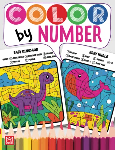 9798401821331: Kids Color By Number: Space, Under the Sea, Dinosaurs, Farm Life, and Much More! Ages 4-8