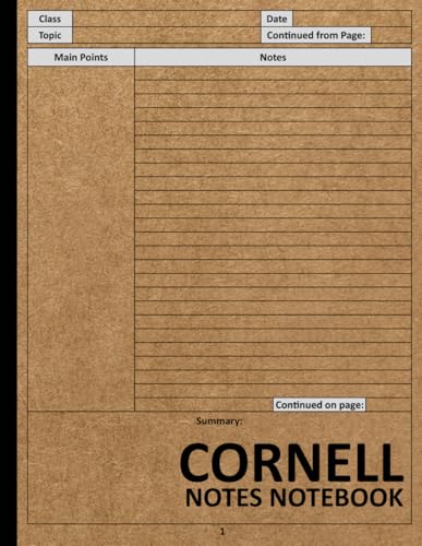 9798405600925: Cornell Notes Notebook: Cornell Note Taking System for Students and Teachers with Simple Brown Cover. College Ruled Medium Lined Journal for Taking Notes