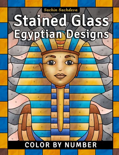 Beispielbild fr Stained Glass Egyptian Designs: Color by Number Coloring Book for Adults zum Verkauf von Ammareal