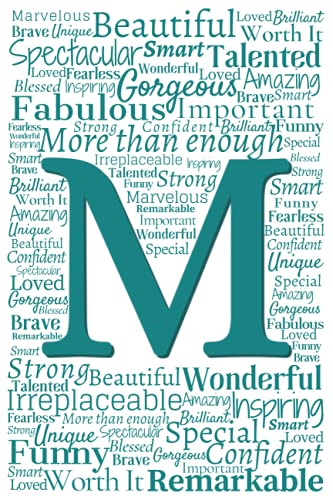 Imagen de archivo de M: Inspirational Monogram Notebook (Teal Initial Word Art Notebooks) a la venta por WeBuyBooks 2