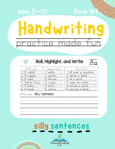 9798548890399: Handwriting Practice Made Fun: Silly Sentences Penmanship and Writing Workbook with 200+ Sight Words and Vocabulary for 1st, 2nd, 3rd, 4th Grade