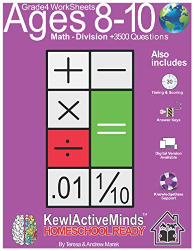 Stock image for Grade 4 Worksheets - Math Division, HomeSchool Ready +3500 Questions: Includes Timing Scoring, Answer Keys, Knowledgebase Support for sale by Red's Corner LLC