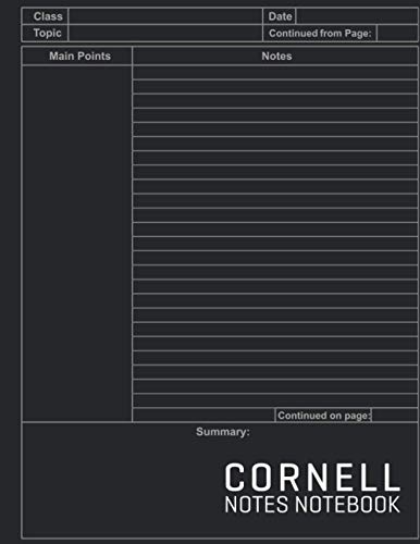 Beispielbild fr Cornell Notes Notebook: Cornell Style Note Taking Notebook for Students and Teachers with Simple Black Cover. College Ruled Composition Paper for Taking Notes zum Verkauf von Buchpark