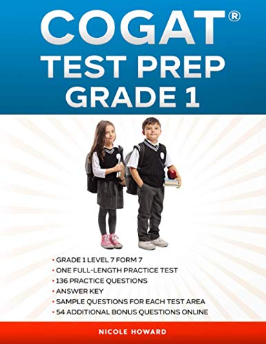Beispielbild fr COGAT TEST PREP GRADE 1: Grade 1, Level 7, Form 7,One Full-Length Practice Test, 136 Practice Questions, Answer Key, Sample Questions for Each Test . Online. (Gifted and Talented Test Prep) zum Verkauf von California Books