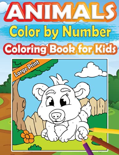 Beispielbild fr Large Print Color By Number Animals Coloring Book For Kids Large type / large print ed zum Verkauf von GreatBookPrices