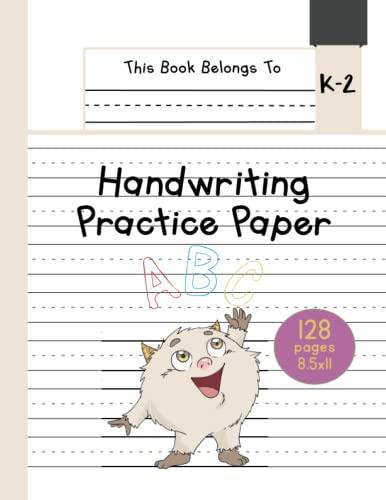 9798594634596: Handwriting Practice Paper K-2: The Little Monster Kindergarten writing paper with dotted lined sheets for ABC and numbers learning for girls | 128 pages | 8.5x11