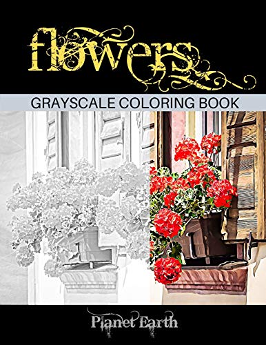 Stock image for Flowers Grayscale Coloring Book: Beautiful images of flowers in pots hanging on houses and buildings for sale by California Books