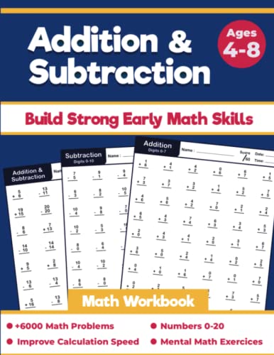 Stock image for Addition and Subtraction Math Workbook: For Grades K-2, Beginner Speed Math Drills Woksheets For Kids Ages 4-8, 100 Days of Timed Tests, Digits 0-20, for sale by GreatBookPricesUK