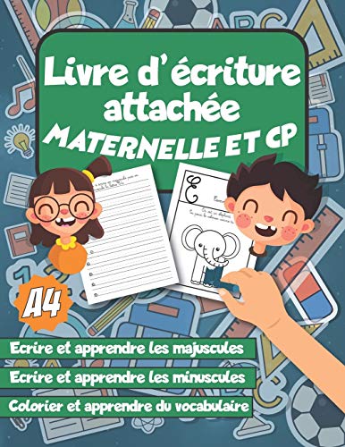 Beispielbild fr Livre d'criture attache maternelle et cp Cahier de vacances cp double ligne pour apprendre l'alphabet vocabulaire coloriage carnet d'criture fille et garon ds 5 ans zum Verkauf von PBShop.store US