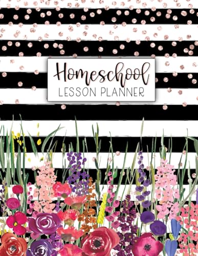 Beispielbild fr Homeschool Lesson Planner: Weekly & Monthly Record Book for Teaching Multiple Kids | July - June Academic Calendar Year Agenda | Watercolor Stripes zum Verkauf von Better World Books