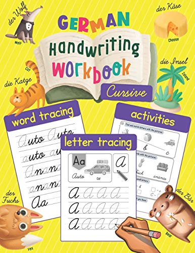 9798666729663: German Handwriting Workbook: Cursive: Trace & Learn to Write German - Lots of German Letter Tracing, Word Tracing, and other Activities for Kids