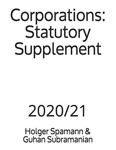 Stock image for Corporations: Statutory Supplement: 2020/21 for sale by Goodwill Southern California