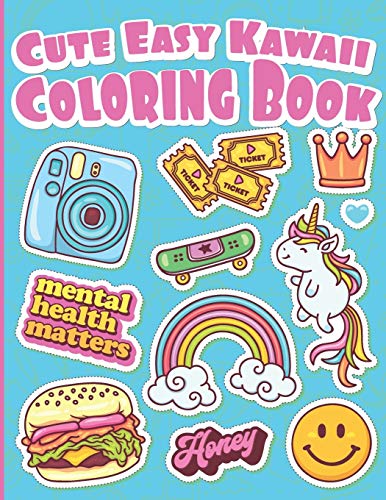 Stock image for Cute Easy Kawaii Coloring Book: Gift for Kids full of Animals, Unicorns, Food, Drinks and More Really Cute Stuff to Color for sale by GreatBookPrices