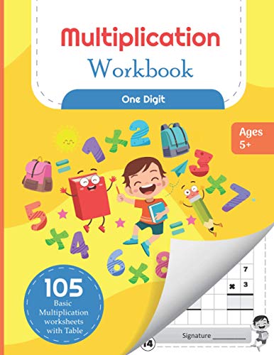 Stock image for Multiplication Workbook One Digit: 105 Basic Multiplication Worksheets with Math Table For Kids 5-7 Years for sale by Decluttr