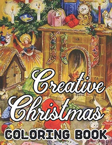 9798695903133: Creative Christmas Coloring Book: 50 Beautiful grayscale images of Winter Christmas holiday scenes, Santa, reindeer, elves, tree lights (Life Holiday Christmas Fun) Relief and Relaxation Design