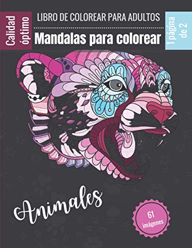 Animales con mandalas. Libro de colorear para adultos.