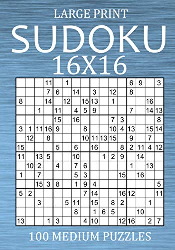 9798701397321: Large Print Sudoku 16x16 - 100 Medium Puzzles: Hexadoku Puzzle Book for Adults - Sudoku Variant Game