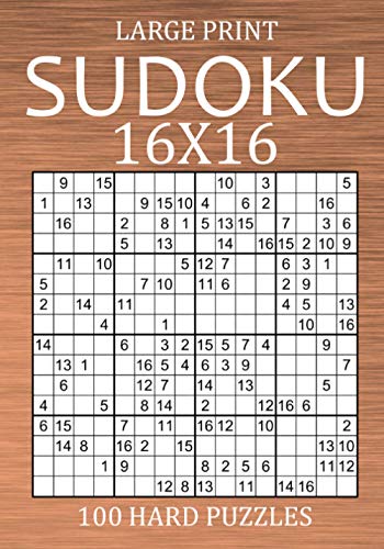 9798701535297: Large Print Sudoku 16x16 - 100 Hard Puzzles: Very Difficult Hexadoku with Solutions - Sudoku Variant Puzzle Book for Adults (Large Print Sudoku Variants)