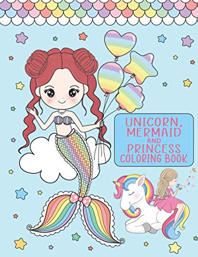 Beispielbild fr Unicorn, Mermaid and Princess Coloring Book: For Girls Ages 4-8 zum Verkauf von GreatBookPrices