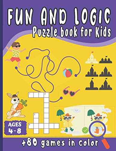 Imagen de archivo de Fun and Logic Puzzle Book for kids: Brain game books for kids ages 4-8 - More 80 games in color- Mazes, word search, spot the difference, dot to dot, a la venta por GreatBookPrices