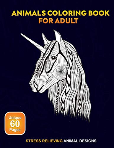 9798716673823: Animals Coloring Book for Adult : Stress Relieving Animal Designs: Mandala and Zentangle style designs to color, relax and destress for adult, teen or older child (Adult Coloring Books)