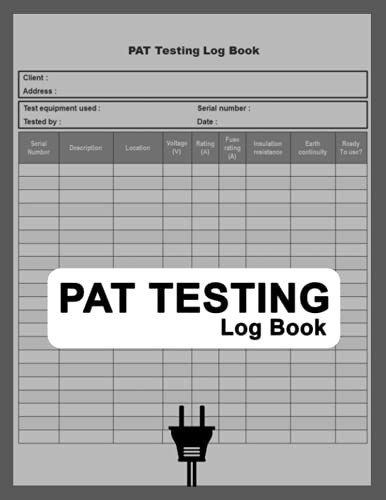 9798743740253: PAT Testing Log Book: Portable Appliance Testing Book, PAT Test Certificate Results, Electrical Appliance Register, PAT Test Log.