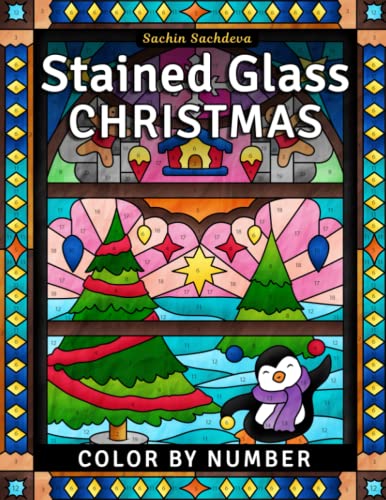 Beispielbild fr Stained Glass Christmas: Color by Number Coloring Book for Adults zum Verkauf von Ammareal