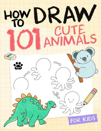 Imagen de archivo de How To Draw Animals For Kids: Simple And Easy Drawing Book To Learn How To Draw Dog Cat Lion Elephant Dolphine and More Step By Step For Kids a la venta por HPB-Ruby