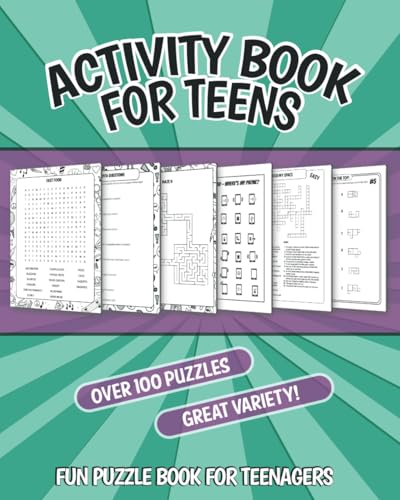 9798768632656: Activity Book for Teens: Fun Puzzle Book for Teenagers; Word Searches, Crosswords, Mazes, Cryptograms, Unscramble, Sudoku, Trivia, and More!