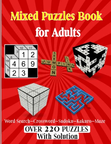 Beispielbild fr Mixed Puzzles Book for Adults: Variety Puzzle Book With Solution | 5 Different Types Of Puzzles, Word Search Crossword Sudoku Kakuro Maze for Adults Large print zum Verkauf von MusicMagpie