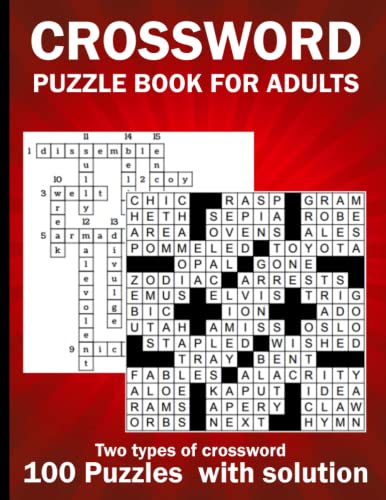 Beispielbild fr Crossword Puzzle Book For Adults: Two types of crossword puzzles for adults with solution zum Verkauf von California Books