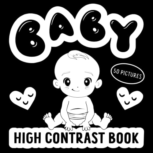 Imagen de archivo de High Contrast Baby Book: Black and White Baby Book with 50 Visual Stimulation Pictures - Newborn Book from 0 Months for the Playful Development of Newborns Eyesight - Perfect as a New Baby Gift a la venta por Decluttr