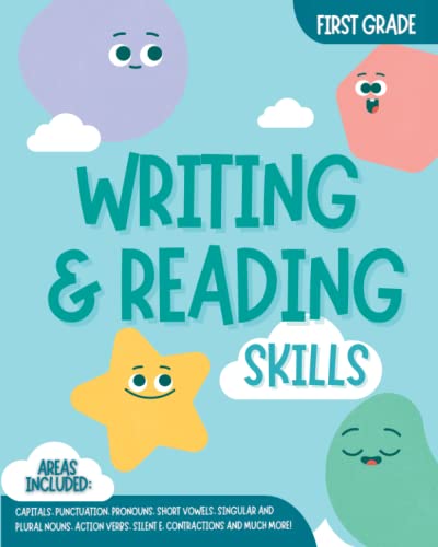 Beispielbild fr Writing and reading skills workbook. First grade. Capitals, punctuation, pronouns, short vowels, singular and plural nouns, action verbs, silent e, . Grade 1 book. More than 90 worksheets. zum Verkauf von Buchpark