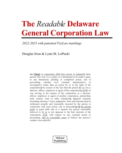 Stock image for The Readable Delaware General Corporation Law: 2022-2023 with patented VisiLaw markings for sale by Textbooks_Source