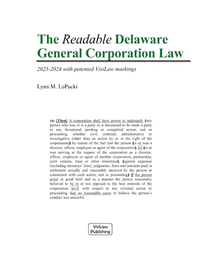 Beispielbild fr The Readable Delaware General Corporation Law: 2023-2024 with Visilaw Markings zum Verkauf von GreatBookPrices