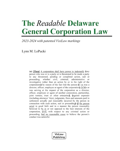 Stock image for The Readable Delaware General Corporation Law: 2023-2024 with Visilaw Markings for sale by GreatBookPrices