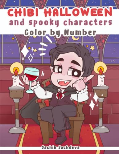 9798860758711: Chibi Halloween and Spooky Characters: Color by Number Coloring Book for Adults for fun and relaxation